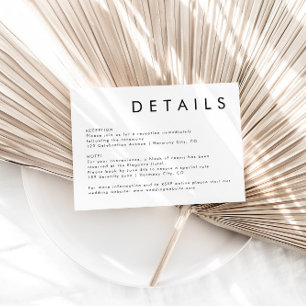 Cartão De Informações Detalhes Simples De Casamento Preto E Branco