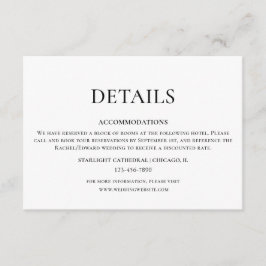 Cartão De Informações Detalhes Simples de Casamento Preto e Branco