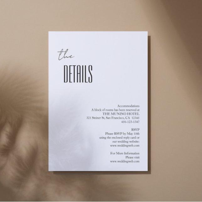 Cartão De Informações Detalhes Simples de Casamento Preto e Branco Minim (Criador carregado)