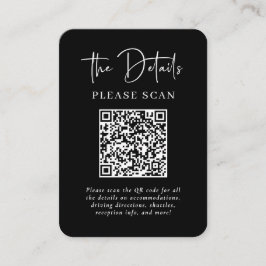 Cartão De Informações Detalhes Simples de Casamento Preto Moderno com Có