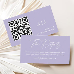 Cartão De Informações Detalhes Simples De Casamento Roxo