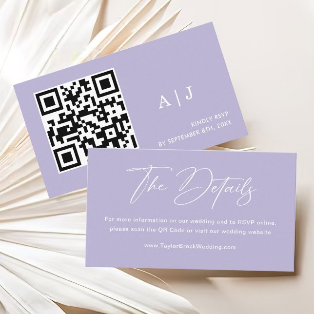 Cartão De Informações Detalhes Simples De Casamento Roxo (Criador carregado)