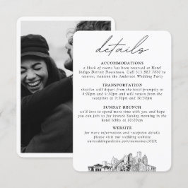Cartão De Informações Detalhes Verticais de Casamento em Detroit Pequeno