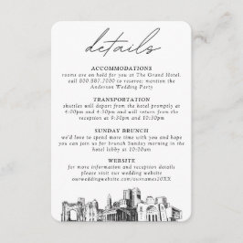 Cartão De Informações Detalhes Verticais do Casamento Columbus