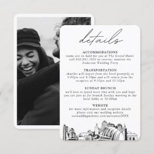 Cartão De Informações Detalhes Verticais do Casamento em Kansas City