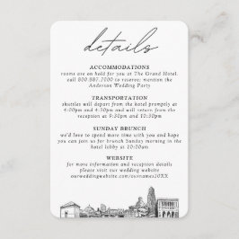Cartão De Informações Detalhes Verticais Pequenos do Casamento de Pittsb