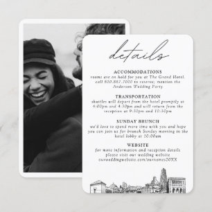 Cartão De Informações Detalhes Verticais Pequenos do Casamento de Pittsb