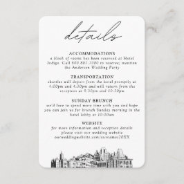 Cartão De Informações Detalhes Verticais Pequenos do Casamento de Salt L