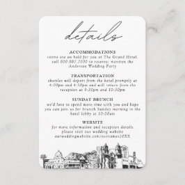 Cartão De Informações Detalhes Verticais Pequenos do Casamento de Tucson