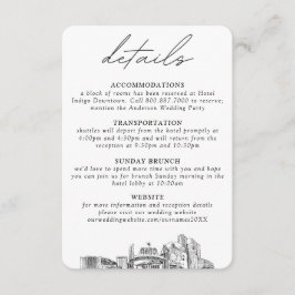 Cartão De Informações Detalhes Verticais Pequenos do Casamento Reno