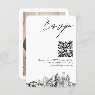 Cartão De Informações Detroit QR Code Wedding Small RSVP