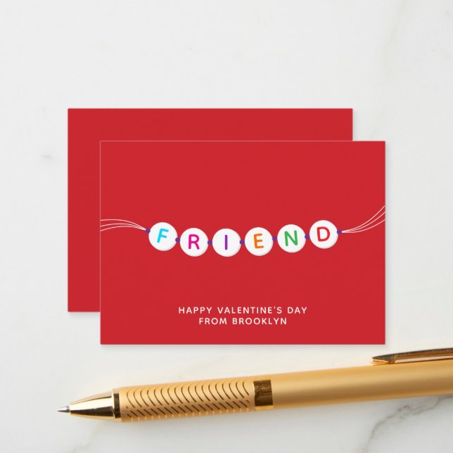 Cartão De Informações Dia de os namorados vermelho da pulseira de amizad (Frente/Verso In Situ)