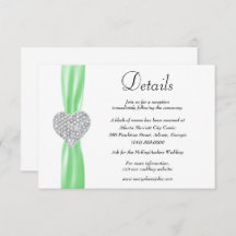 Diamond Heart Green Ribbon Detalhes do Casamento