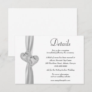 Cartão De Informações Diamond Hearts White Ribbon