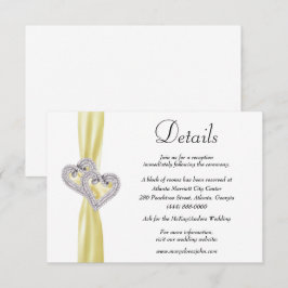 Cartão De Informações Diamond Hearts Yellow Ribbon