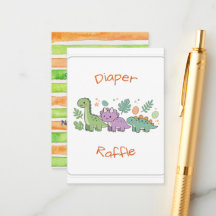 Diaper Raffle Enclosure Card - Dinosaurs