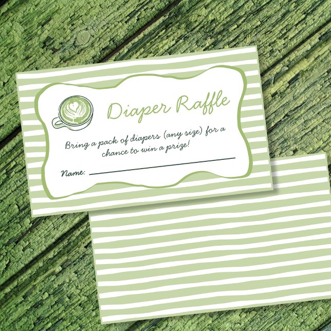 Cartão De Informações Diaper Raffle Matcha Green Tea Baby Shower (Diaper Raffle Matcha Green Tea Baby Shower Enclosure Card)