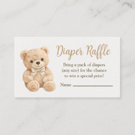 Cartão De Informações Diaper Raffle Neutral Teddy Bear Baby Shower Boho