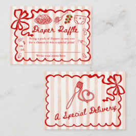 Cartão De Informações Diaper Raffle Red Bow Frame Enclosure Card