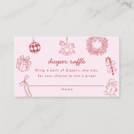 Cartão De Informações Diaper raffle red whimsical christmas winter girl