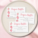 Cartão De Informações Diaper Raffle Strawberry Baby Shower<br><div class="desc">This cute strawberry-themed girl's baby shower diaper request enclosure card features watercolor strawberries and pink script typography. Original Watercolor © Michele Davies</div>