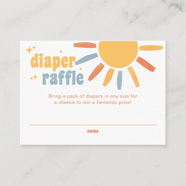 Cartão De Informações Diaper Raffle Sunshine Baby Shower (Frente)