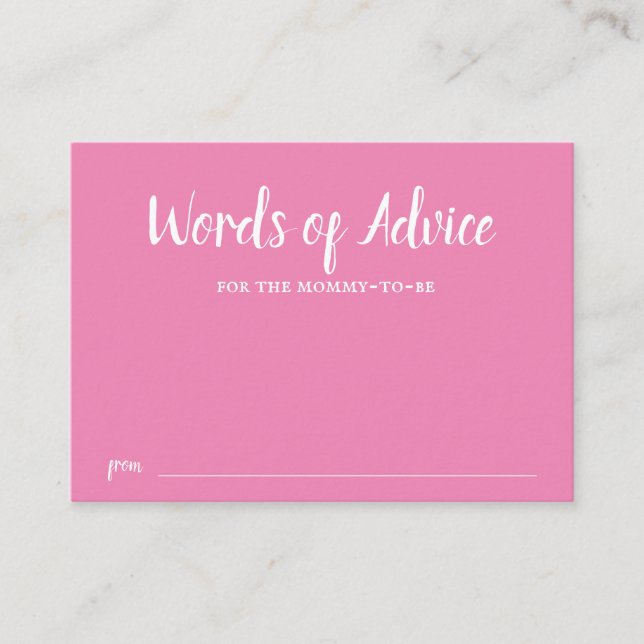 Cartão De Informações Dica-Chá de fraldas Rosa (Frente)