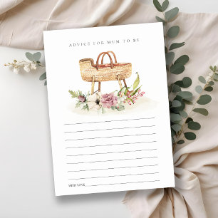 Cartão De Informações Dicas de berço floral rosa para o chá de bebê da m