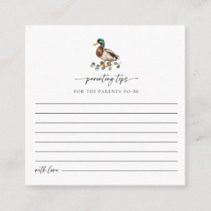 Cartão De Informações Dicas de Parentalidade do Pato de Watercolor Malla