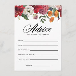 Cartão De Informações Dicas e Desejos de Casamento de Amarílis Vermelha 