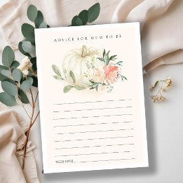 Cartão De Informações Dicas Florais de Abóbora Corada para Chá de Bebê d