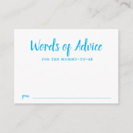 Cartão De Informações Dicas para Chá de Bebê Menino com Tipografia Azul