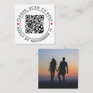 Cartão De Informações Digitalizar o código QR Foto RSVP de casamento pre