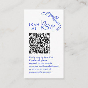 Cartão De Informações Digitalize-me RSVP Francês Blue Weding Código QR R