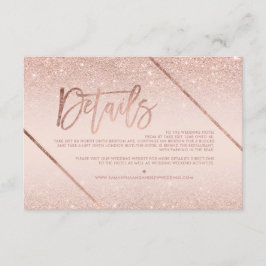 Cartão De Informações direção de casamento do script de blush de rosa do