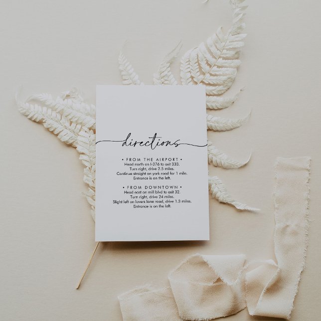 Cartão De Informações Direções de Casamento Clássico Branco Negro (Criador carregado)