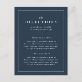Cartão De Informações Direções de Casamento Clássico Elegante Azul Marin
