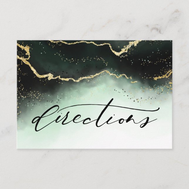 Cartão De Informações Direções de Casamento da Eethal Mist Ombre Emerald (Frente)