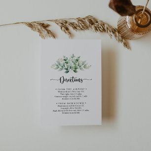 Cartão De Informações Direções de Casamento de Eucalipto Verde Minimal