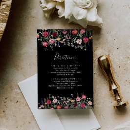 Cartão De Informações Direções de Casamento de Flor Selvagem de Jardim M