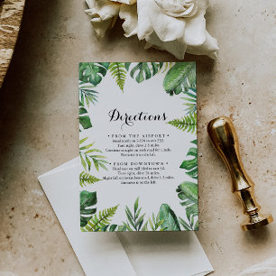Cartão De Informações Direções de Casamento de Verde Tropical de Desti