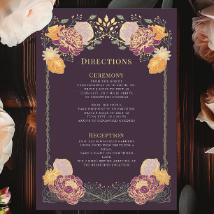 Cartão De Informações Direções de Casamento do Jardim Floral Encantado F