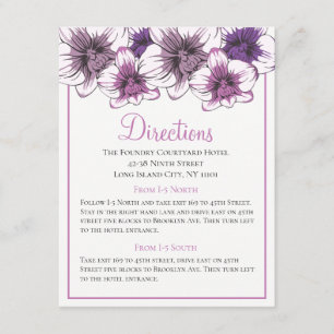 Cartão De Informações Direções de Casamento Floral Flores de Orquídea Ro