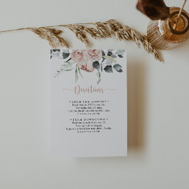 Cartão De Informações Direções de Casamento Floral Rosa Rosa Clássica