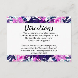 Cartão De Informações Direções de Casamento Floral Violeta Prateado Enca