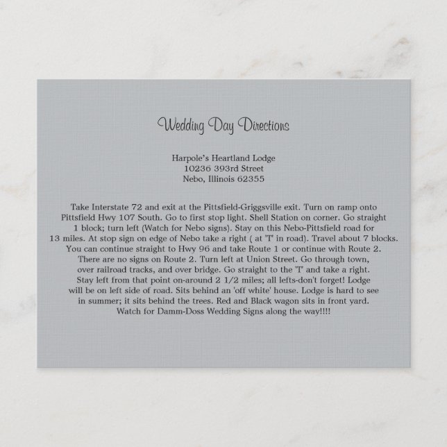 Cartão De Informações Direções de Cinzas Suaves (Frente)