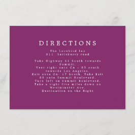 Cartão De Informações Direções extras de casamento púrpura