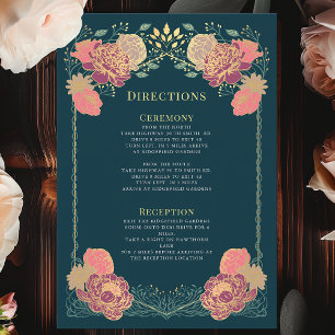 Cartão De Informações Direções para Casamento no Jardim Floral Encantado
