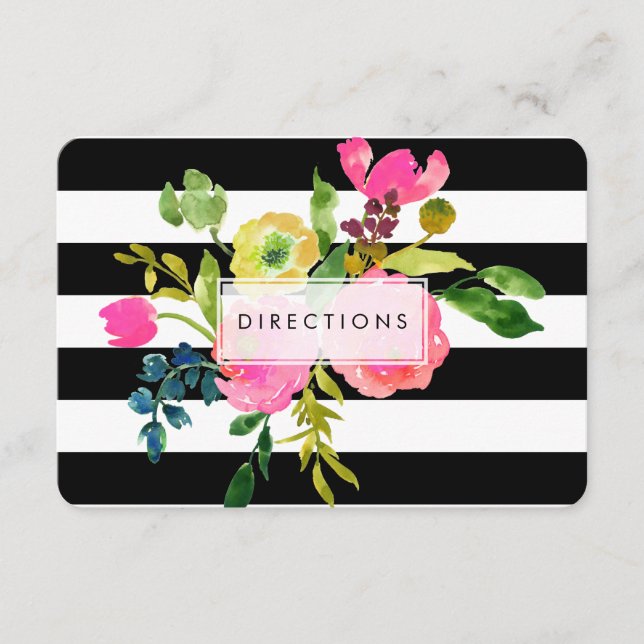 Cartão De Informações Direções PixDezines Floral Mitzvah/dr (Frente)