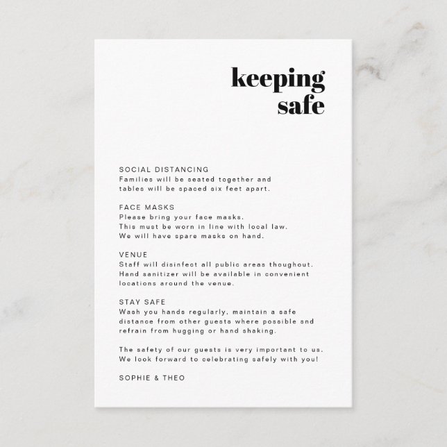 Cartão De Informações Diretrizes de Segurança Covid | Casamento Retro Mo (Frente)